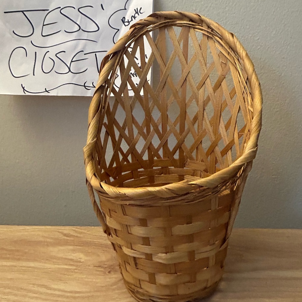 Woven Natural Bamboo Decorative Basket - Natural Brown